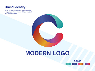 C Modern Letter Logo. alphabet c creative gradient letter minimalist logo
