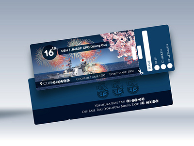 USN / JMSDF CPO Dining Out Ticket Design cherry blossom cherry blossoms cherryblossom japan japanese japanese culture japanese style navy navy blue ocean ocean life sea ship ticket booking ticket design ticketing us army us flag us open usa