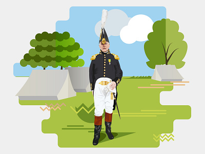 Man In Uniform Vector Illustration By Designrar artist artoftheday clouds gold foil golden illustraion illustration art illustrationoftheday illustrations illustrator man tents trees uniform uniform design vector vector art vector illustration vectorart vectors