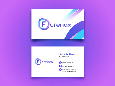 Forenax Double Sided Business Card business business card business card design business cards businesscard businesscarddesign businesscards businesscardsdesign clean design elegant design flat design minimalist minimalist design modern business card modern design simple design softwaredevelopment tech logo vibrant colors white space