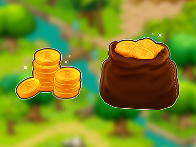 Ruzzle Adventure: Stack of Coins and Sack