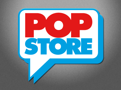 PopStore: logo design blue comics logo design red