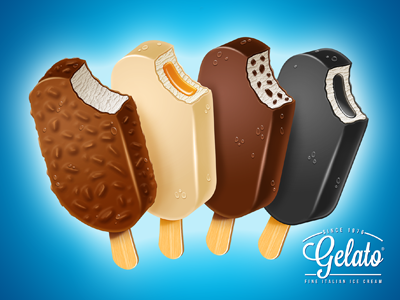 Gelato®: Fine Italian Ice Cream caramel chocolate ice cream illustration product