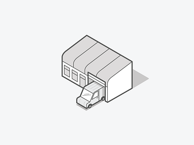 Industrial unit black and white building illustration industrial isometric