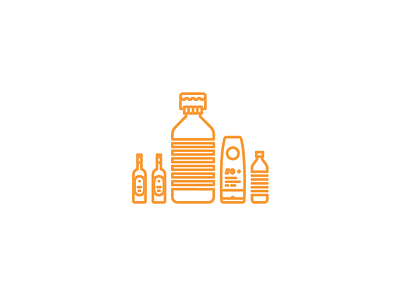 Hot weather essentials alcohol beer bottle illustration line simple sun cream water