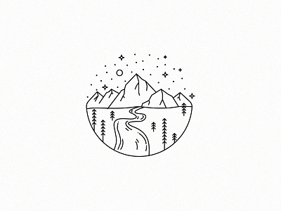 Escape escape illustration logo mountain pine ride stars
