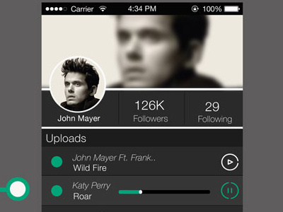 Fewernotes Music sharing app. flat ui design mobile app design mock up music responsive ux