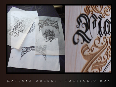 Wooden Box for portfolio - Mateusz Wolski calligraphy engraving hand illustrator laser lettering typography vector wood write