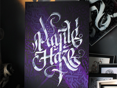 Purpla Haze - WLK calligraphy canvas lettering letters paint painting poland purple typography