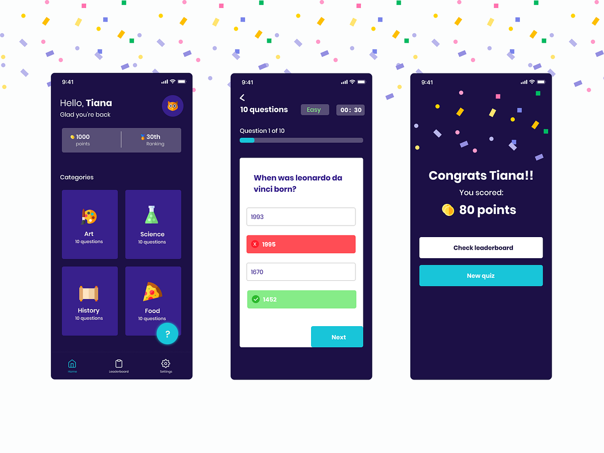 Quiz App designs, themes, templates and downloadable graphic elements ...
