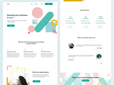 Landing page concept landing page memphis design pastel pattern saas saas pricing page small business web design