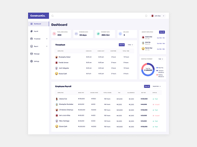 Payroll Dashboard dahsboard illustration payroll ui web