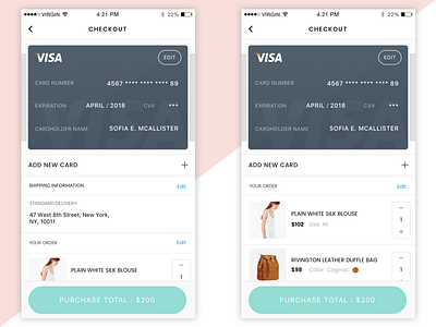 Daily UI #002 Credit Card Checkout card credit daily dailyui design flat ios mobile shopping ui ux visa