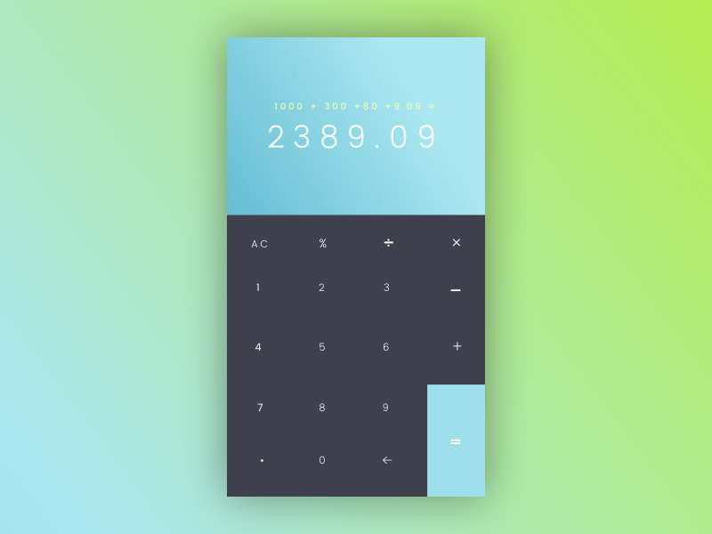 Daily UI #004 Calculator gradient flat ui calculator daily 004 dailyui
