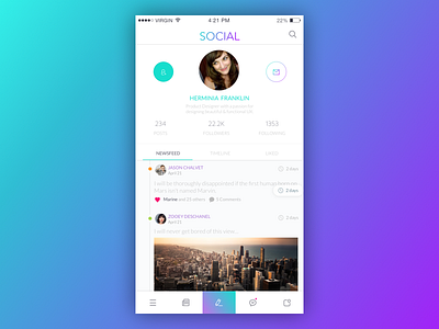 Daily UI #006 User Profile app dailychallenge dailyui profile social ui user userinterface ux