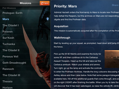 Mass Effect 3 Gaming Guide Concept guide ipad nav reader sync tablet