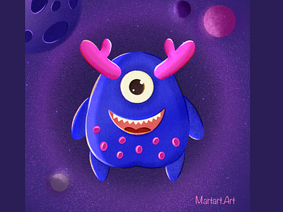 Cute Space Monster design illustration logo