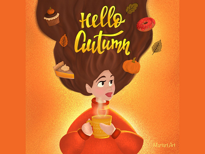🍁Sweet Autumn🍁 2022 autumn children book children illustration design girl with coffee illustration procreate sweet autumn