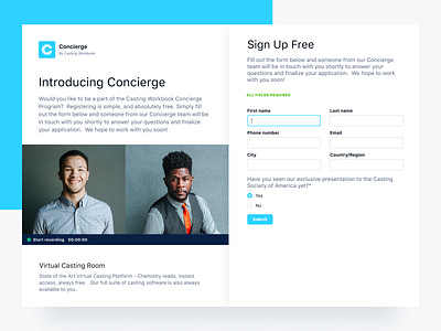 Concierge Landing Page landing page responsive responsive design sign up sign up form sign up ui ui