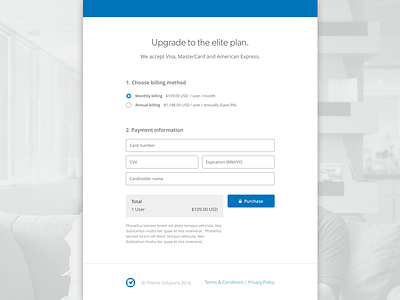 Upgrade account form interface ui upgrade