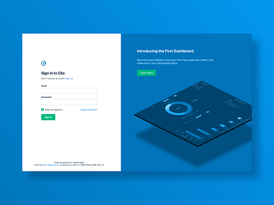Sign in screen with feature ad dashboard isometric login sign in ui