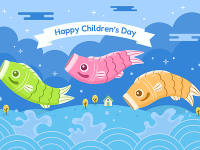 Children's Day adobe illustrator childrens day japan holiday kodomo no hi koinobori national holiday vector illustration