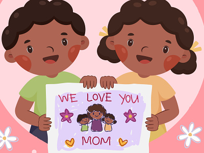 Happy Mother's Day adobe illustrator child drawing children and mom happy mothers day moms day moms gift vector illustration