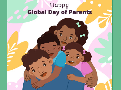 Global Day of Parents IG Posts adobe illustrator family bond global day of parents international family day loving family parents and children bond vector illustration