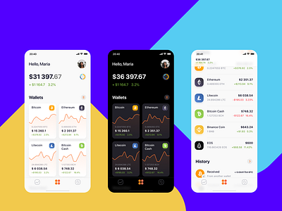 Finance App - Mobile app app app design bitcoin blockchain crypto cryptocurrency finance fintech mobile app mobile app design mobile design mobile ui wallet
