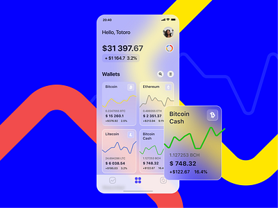 Financial Wallet Mobile App app assistant bank banking binance bitcoin blockchain coin crypto cryptocyrrency defi finance fintech mobile token ui wallet