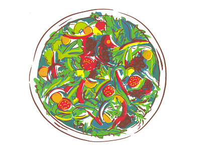 Bowl of Salad design illustration illustration art print printmaking screenprint screenprinting