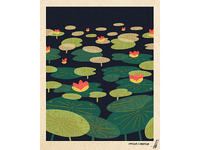 Life as a Lotus asian design digital art flat flower illustration illustration art lotus lotus flower postcard poster print print design texture
