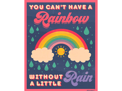 No Rain, No Rainbow color colorful colors design digital art graphic design happiness happy illustration illustration art letterpress poster print print design printmaking rain rainbow rainbows