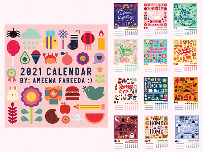 2021 Calendar calendar colorful design graphic design grid grid layout happy new year iconography icons illustration new year