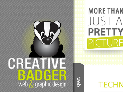 New website corner badger green grey portfolio website