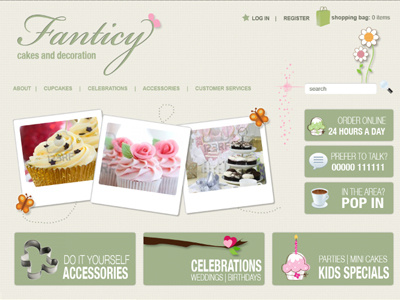 Progression on Cupcake website cakes green website