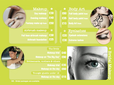 Price list beauty flyer green prices