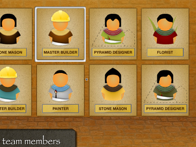 Team Members brick characters flash game icons people sand