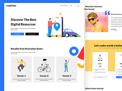 Crafttor Homepage branding character design graphic icon illustration typography ui ux website