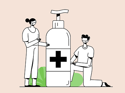 Stay Safe branding character clean corona couple illustration pandemic sanitizer staysafe ui vector virus