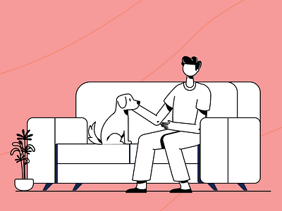 Best Friends animal character couch design dog friends friendship graphic home illustration man mobile pet ui vector website