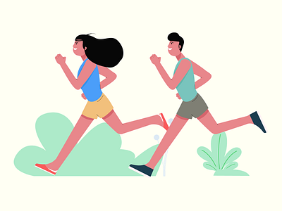 Fitness character couple design fitness graphic illustration running ui vector