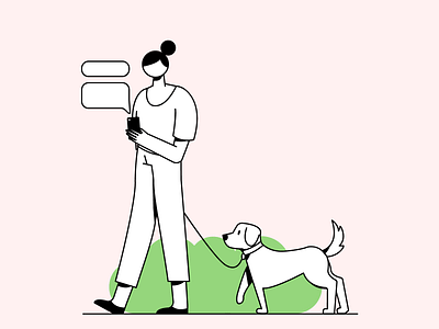 Walk & Talk app character chat design dog graphic illustration mobile outdoor ui vector website