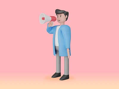 3D Illustration | Coming Soon 3d 3d art aunnocement character illustration marketing megaphone mobile speaker ui