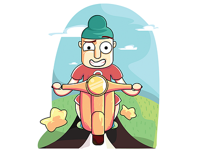 My Scooter character illustration indian nature scooter