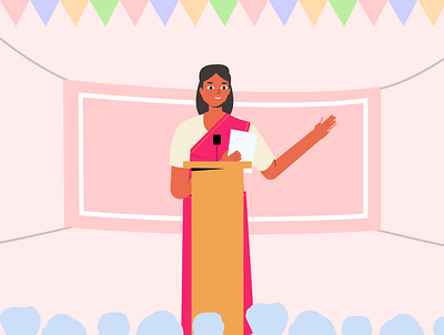 Public Speaking character design freebie graphic illustration leader politics speech ui vector woman