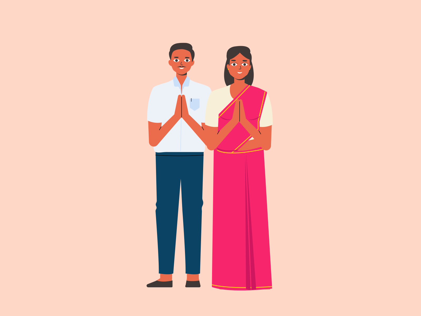 Greeting character couple graphic greet greeting husband illustration indian ui vector welcome wife