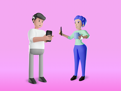 Let's Chat 3d character chat discussion figma graphic illustration mobile ui
