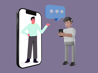 Chat 3d character chat chatting design discussion friends graphic hangout illustration message messenger mobile talk talking ui vector video call video chat zoom