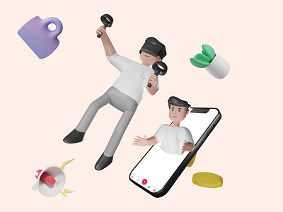 Explore Technology 3d app ar character digital enjoy experience gadgets graphic illustration megaphone mobile online ui vr